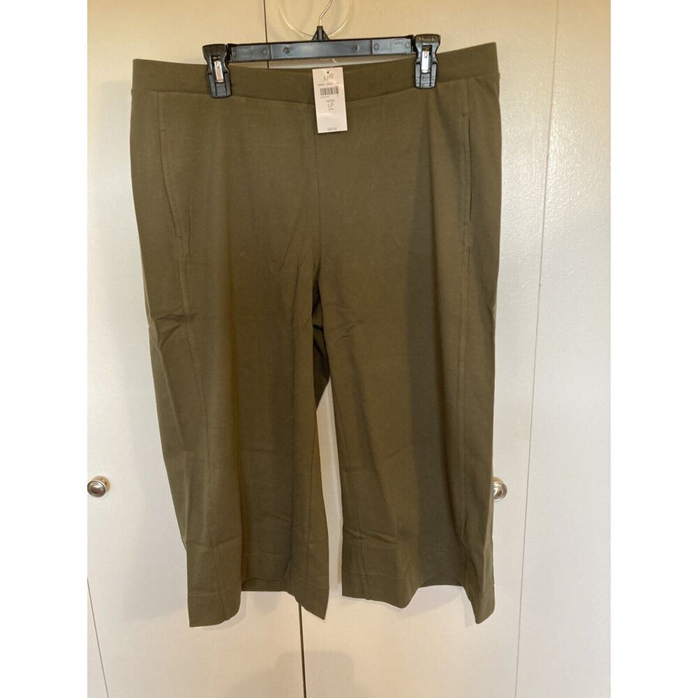 J Jill Womens Capri Knit Pants Large Petite Moss Green Jill Casual